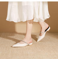Zapatos planos puntiagudos con cadena de diamantes de imitación plateados - details 20