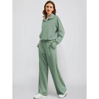 Conjunto casual de dos piezas para mujer: sudadera extragrande con media cremallera y pantalones deportivos de pierna ancha - details 67
