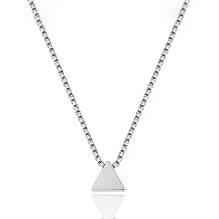 Collar con colgante triangular de Plata de Ley 925 para hombre y mujer, joyería de moda - 1