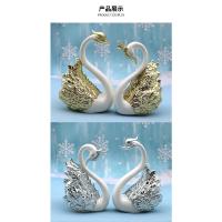 Figuras Coleccionables de Modelo de Cisne Decoración Superior de Pastel Interior de Coche para Decoración Temática de Amor, Decoración de Lujo para el Hogar 2 uds - details 3