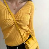2025 suéter Sexy con cuello en V para mujer, Jersey de punto de otoño, Jersey elegante suave coreano ajustado de manga larga para mujer, Top básico nuevo de invierno - details 27