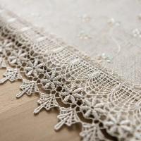 Mantel rectangular, flores bordadas, tela de algodón, decoración de boda - details 13