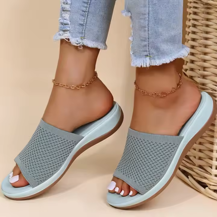 Sandalias de Verano de Fuerza Elástica Zapatos Planos Casuales para Mujer - 1
