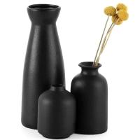 Juego de 3 jarrones de cerámica, jarrones para casa rústica, granja moderna, sala de estar, estante, mesa - details 2