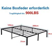 Cama con Plataforma de Metal, Marco de Cama de 140 x 200 cm, Cama de Metal con somier de láminas de Metal, Moderna Cama de Metal para Adultos, niños, Adolescentes, fácil Montaje - details 46