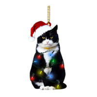 Colgante de gato negro de Navidad, decoración de Ambiente de fiesta de árbol de Navidad, adorno colgante de acrílico, 2023 - details 7