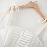 PB & ZA 2025, vestido con tirantes de color sólido con dobladillo plisado ancho, Falda corta, novedad de verano, vestido blanco pequeño para mujer - details 3