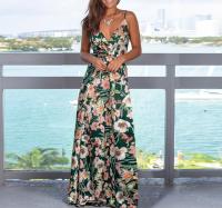 Vestido Floral largo bohemio para mujer, falda sin mangas, cuello en V, Espalda descubierta, primavera, verano, negro, blanco, azul, red42, 40, 38 - details 3