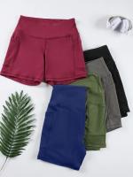Pantalones cortos de Yoga con dos bolsillos para mujer, pantalones cortos elásticos para correr al aire libre, Color sólido, levantamiento de glúteos, ciclismo, ropa deportiva femenina - details 2
