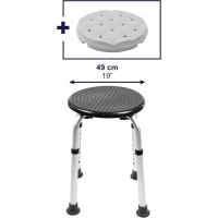 Taburete Ducha Redondo con Cojín Impermeable, Silla Regulable, Banqueta Tacos Antideslizantes, Sin Herramientas - Fabricado en España - details 2
