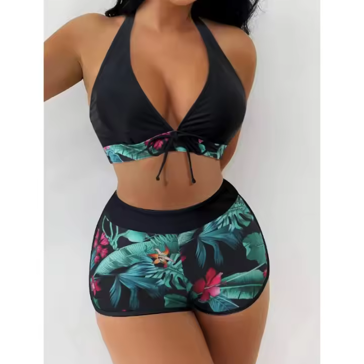 Bañador Sexy de cintura alta para mujer, Bikini de tala grande, traje de baño para playa, novedad de 2024 - 1
