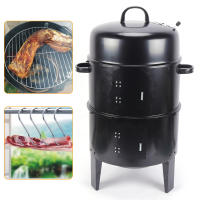 Horno para ahumar, barbacoa de carbón vegetal 3 en 1, horno ahumador con 2 parrillas, termómetro y amortiguador ajustable - details 8