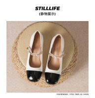 Zapatos de tacón medio para mujer, cómodos, de 3cm, bloque de color blanco y negro, zapatos Mary Jane con punta cuadrada - details 23