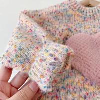 Ropa para niños primavera otoño moda para niñas suéter de punto grueso Top de color de amor tridimensional para niños - details 2