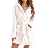 Bata de baño esponjosa con capucha para mujer, albornoz de invierno, ropa de casa para mujer - details 7