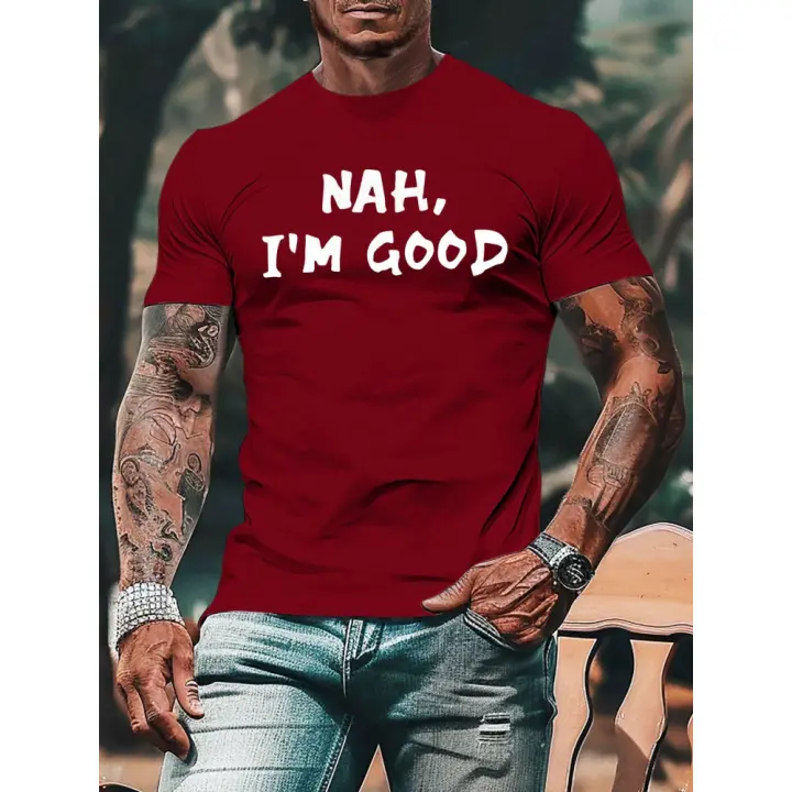 Manfinity Homme Camiseta de manga corta con cuello redondo y eslogan estampado para hombre - 1