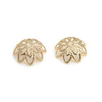 50 Uds. De cuentas redondas de latón de Color dorado de 18K, tapas de hojas de árbol y flores, suministros para hacer cuentas de joyería, accesorios Diy - details 31