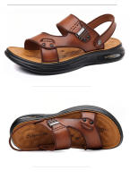 Sandalias de hombre zapatos de playa de piel de vaca de primera capa de moda sandalias de cuero de conducción casual para hombre extra grandes - details 16