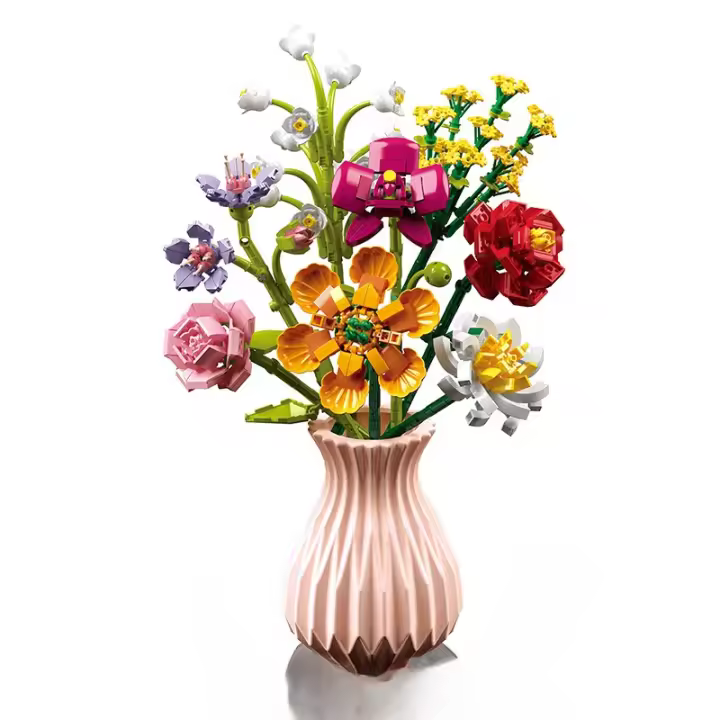 Juego de construcción de ramo de flores con jarrón, kit de construcción de colección botánica de orquídeas de 756 piezas, regalos de cumpleaños de aniversario del día de la madre para mamá, mujer, novia, adultos 8+ - 1