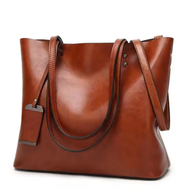 Shoufeistore Bolso De Cuero Encerado Para Mujer, Bolsa De Hombro Con Doble Correa, Sencillo, Para Compras, 2025 - 1