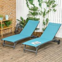 Pack de 2 Hamacas de Jardín Exterior Reclinables de Aluminio con Resalto Ajustable de 5 Niveles y Ruedas Ideal para Playa Piscina 165x66x102 cm Gris Oscuro - details 19