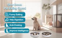 Cuenco para perros de alimentación lenta de acero inoxidable, 2 tazas de metal para comida para perros antideslizante, cuenco de agua para perros pequeños y medianos, cuenco para mascotas con parada de hinchazón para comedores rápidos, ralentiza la - details 0