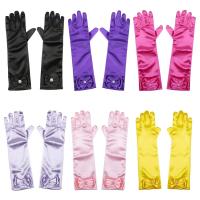 Guantes largos de baile de princesa para niños, manoplas de dedo completo, lazo de lentejuelas satinadas, regalos de cumpleaños - details 3