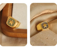 Damas lujuriosas piezas de Cobre cuadradas con diamantes de color, Estrellas, anillos Abiertas, accesorios de fiesta de baile - details 5