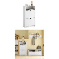 Zapatero Ultra Estrecho de 19 cm con 2 Solapas Organizador de Perfil Delgado para Zapatos de Entrada Blanco 50 x 19 x 91 cm FSR151-W ES - details 25