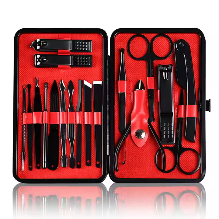 Juego de manicura y pedicura, juego de cortaúñas, Kit profesional de cuidado de uñas para el hogar, viajes, 18 piezas - 1