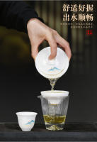 Juego de té de viaje de porcelana blanca alta Dehua, juego de Kung Fu, una olla, tres tazas, tapa de tazón, celebración de la tienda de la empresa, evento comercial - details 9