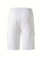 Pantalones cortos Cargo de lino con múltiples bolsillos para hombre, pantalones cortos con cordón de cintura a la moda para exteriores - details 28