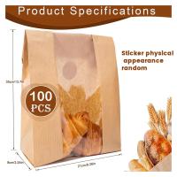 Bolsas de papel para almacenamiento de pan con ventana transparente, pegatinas de sellado para galletas, dulces y golosinas, 100 paquetes - details 1