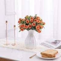 10 cabezas de flores artificiales de seda, rosas blancas, hojas de eucalipto, ramo de peonías, flores falsas para mesa de boda, jarrón para fiesta, decoración del hogar - details 7