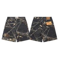 Pantalones capri para hombre con diamantes cortados en llamas de moda superior en 2025, pantalones vaqueros casuales de hip-hop para parejas, pantalones cortos lavados de calle americana para deportes de verano al aire libre - details 14