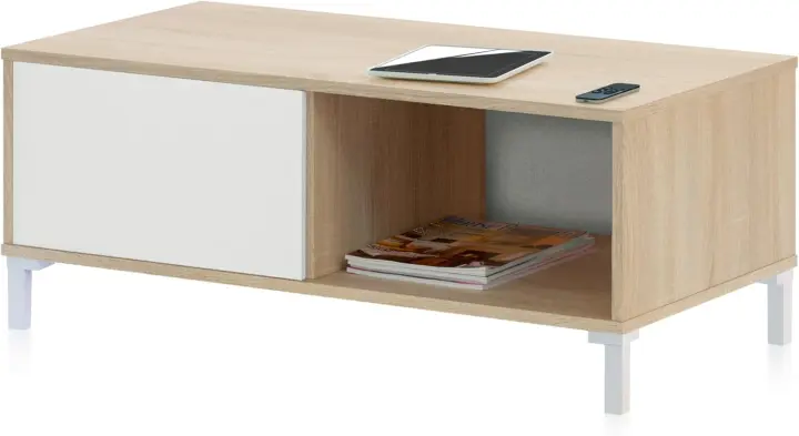 Mueble de Buffet de Estilo Brooklyn Puertas y 3 Cajones Acabado en Roble Canadian y Blanco - 1