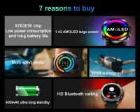 Reloj inteligente DM50 para deportes al aire libre, Pantalla Amoled HD de 1,43 pulgadas, Bluetooth, llamadas, detección de frecuencia cardíaca, resistente al agua IP68 - details 2
