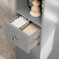 Mueble de Baño Estrecho Armario Auxiliar de Baño en MDF Resistente al Agua con Estantes Ajustables y Cajón Blanco 20x180x20cm - details 15