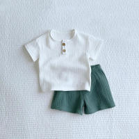Trajes de verano 100% de algodón para bebé, Top de manga corta suave y pantalones cortos, ropa cómoda para el hogar para niños de 0 a 4 años - details 4