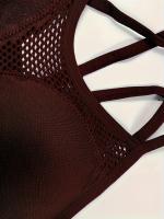 Sujetador De Cuello Redondo Hueco para Deportes, Transpirable, entrecruzado en la espalda, Cómodo, De Color Sólido, De alta elasticidad - details 9