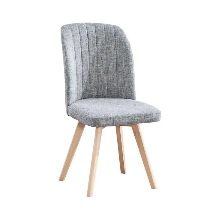 Silla de Comedor Tapizada Estilo Escandinavo Patas de Madera 92 x 46 x 55 cm - 1