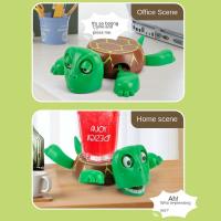 Posavasos de tortuga con prensa para sonar, ojos abiertos, expresión divertida, almohadilla para taza de agua, Base creativa de tortuga asustada - details 3
