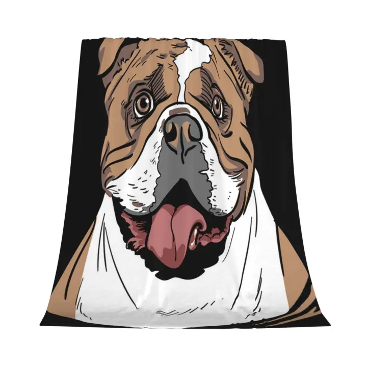 Manta de franela de estilo de dibujos animados de retrato de Bulldog, manta para decoración de dormitorio y ropa de cama - 1