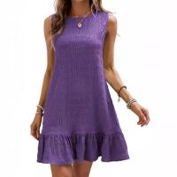 Moda de verano corta de Color sólido informal suelta 2024, vestido Midi acampanado para mujer, vestidos Vintage elegantes para mujer - details 2