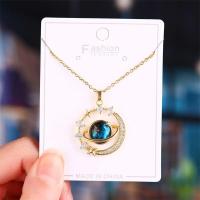 Collar de Circonio con Colgante de Luna y Planeta Joyería de Lujo para Mujer, Acero de Titanio, Mariposa, Gota de Agua, Cadena de Clavícula - details 4