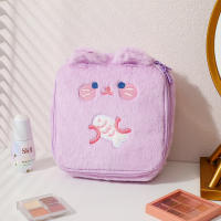Bolso De Maquillaje Grande De Peluche Invierno Dibujos Animados Para Niñas Bolsa De Cosméticos Portátil Con Orejas De Conejo Bolsa De Lavado Y Estuche De Lápices - details 11