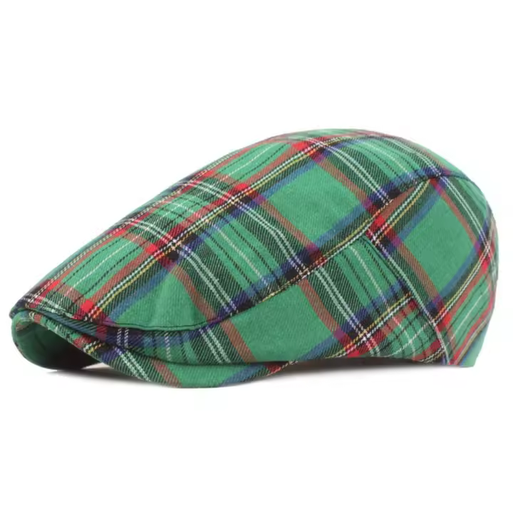Sombrero de ala curvada, boina a cuadros de algodón, gorra de pintor de tela de ala corta Retro, sombrilla transpirable, sombrero de artista para mujeres y niñas - 1