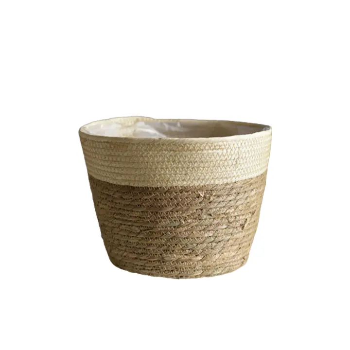 Maceta de Cestas de Mar Cesta Tejida a Mano para Plantas Interior y Exterior con Forros de Plástico - 1