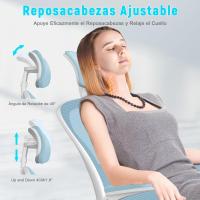 Silla de Oficina Ergonómica Ajustable Respirable, Ajustable, Giratoria de 360°, Reposabrazos Abatibles de 90°, Soporte Lumbar - details 53