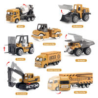 8pcs/set Alloy Engineering Truck with Mat&Road Sign Classic Construction Model Vehicle Loader Tractor Excavator Toy Car for Boys - details 2